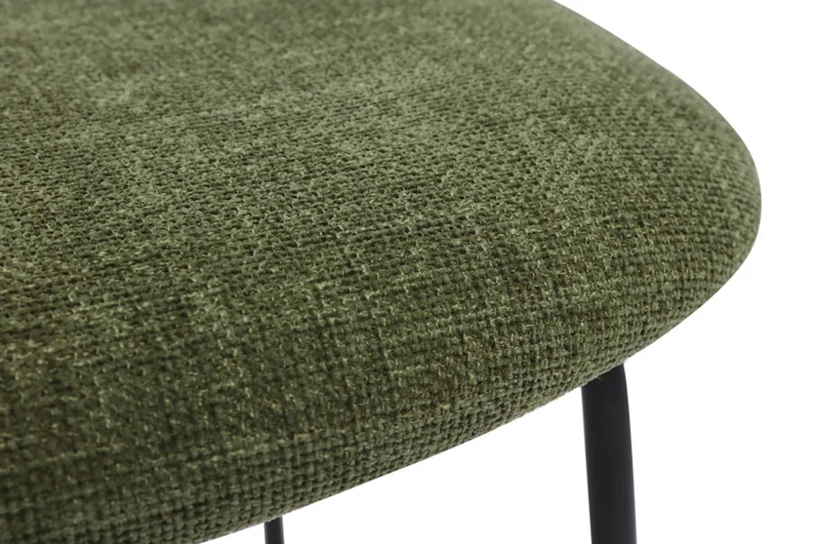 Best Sale Miliboo Sillas de diseño de terciopelo texturizado verde caqui, metal negro y rejilla de ratán (juego de 2) MIRANDA