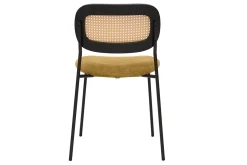 Shop Miliboo Sillas de diseño de terciopelo texturizado bronce, metal negro y mimbre (juego de 2) MIRANDA