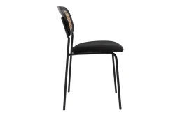 Flash Sale Miliboo Sillas de diseño de terciopelo negro, metal negro y caña de ratán (juego de 2) MIRANDA