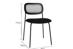 Flash Sale Miliboo Sillas de diseño de terciopelo negro, metal negro y caña de ratán (juego de 2) MIRANDA