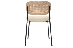 Clearance Miliboo Sillas de diseño en tela con efecto terciopelo texturizado beige, metal negro y mimbre (juego de 2) MIRANDA