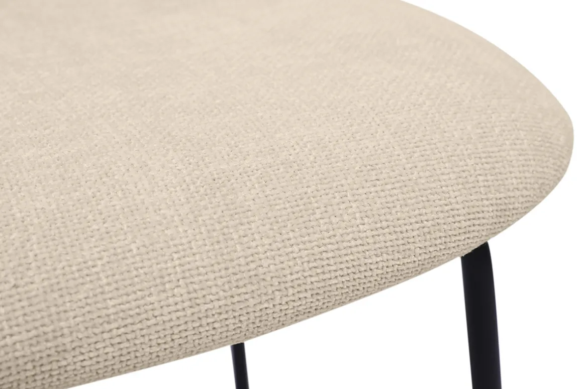 Online Miliboo Sillas de diseño en tela efecto terciopelo texturizado beige, metal negro y rejilla de ratán (juego de 2) MIRANDA