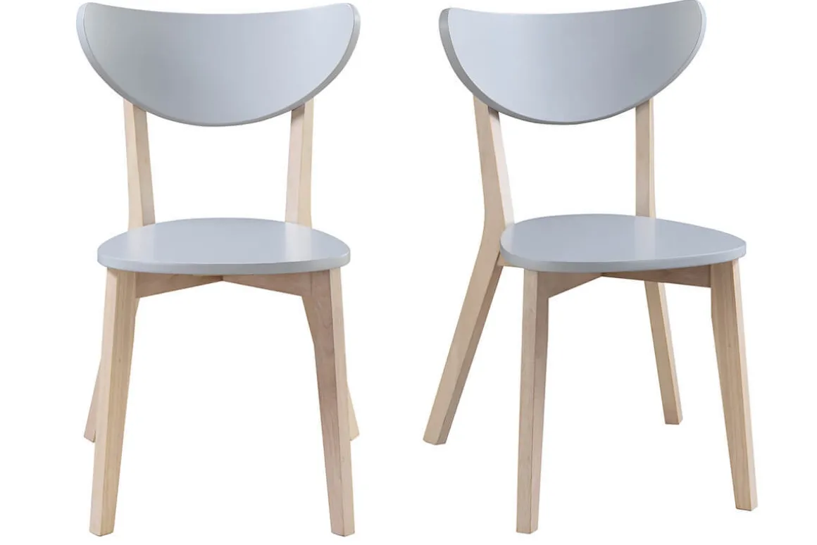 Flash Sale Miliboo Sillas diseño gris patas madera LEENA (lote de 2)