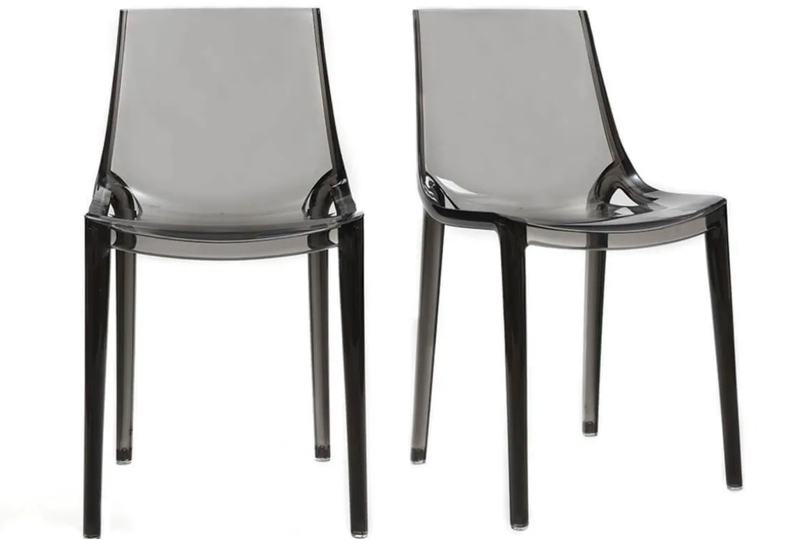 Best Miliboo Sillas diseño grises ahumado lote de 2 interior / exterior YZEL