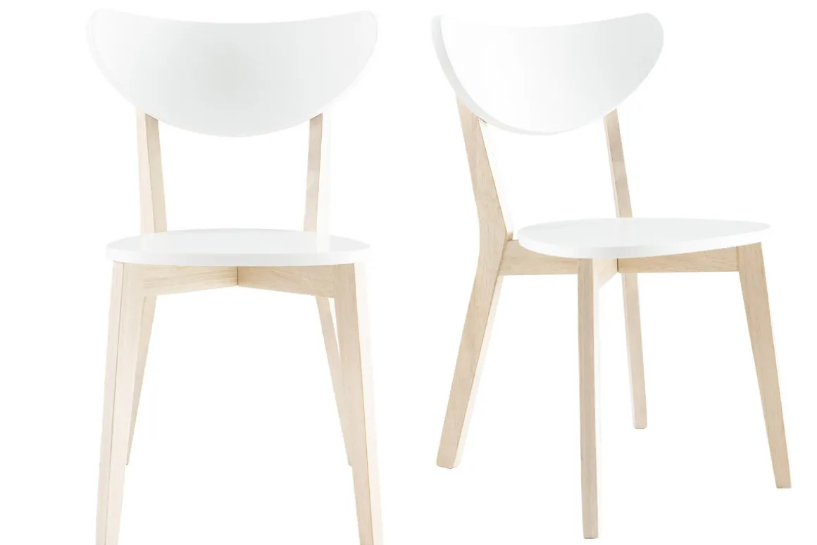 Cheap Miliboo Sillas diseño madera y laminado blanco LEENA (lote de 2)