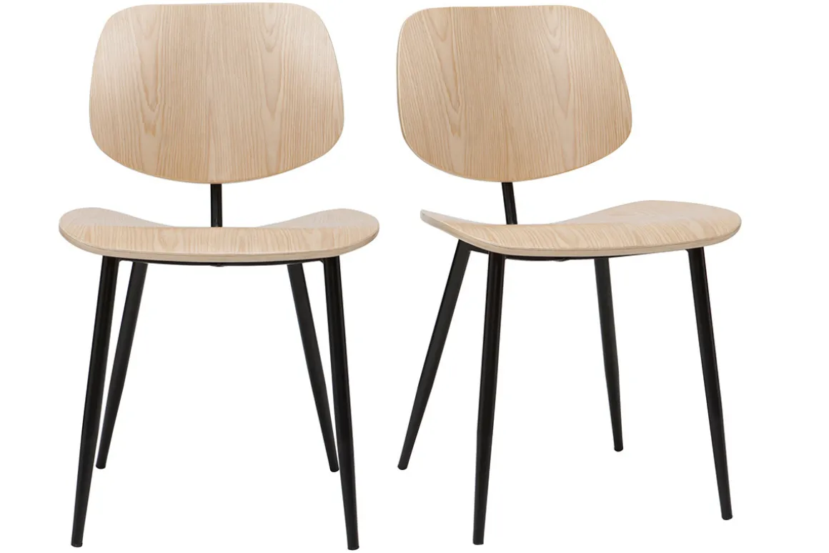 New Miliboo Sillas en madera clara y metal negro (lote de 2) TOBIAS