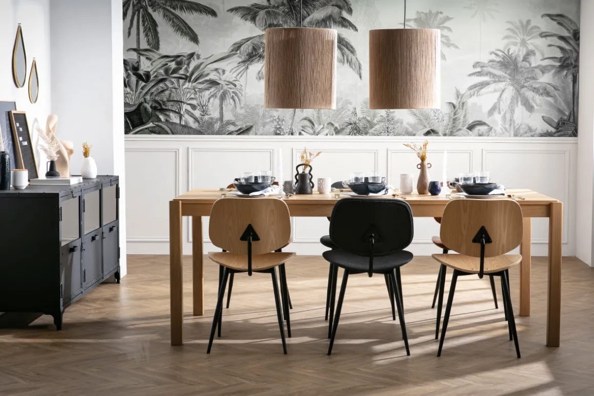 New Miliboo Sillas en madera clara y metal negro (lote de 2) TOBIAS