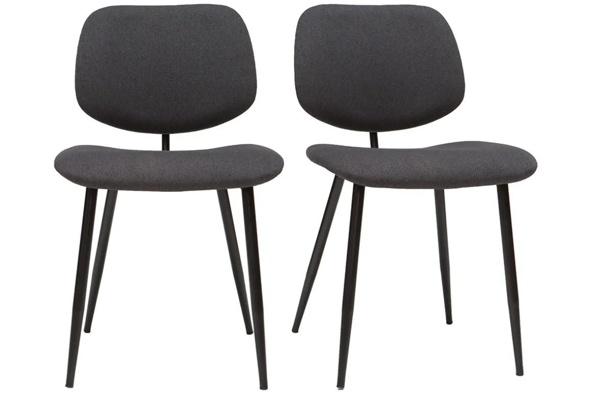 Discount Miliboo Sillas en tejido y metal negro (lote de 2) TOBIAS
