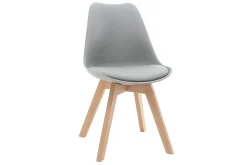 Flash Sale Miliboo Sillas gris claro con patas madera clara (lote de 2) PAULINE