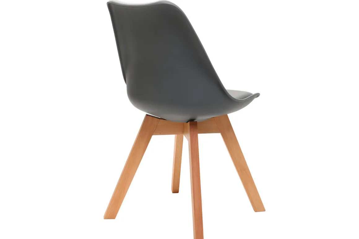 Discount Miliboo Sillas grises con patas madera clara (lote de 2) PAULINE