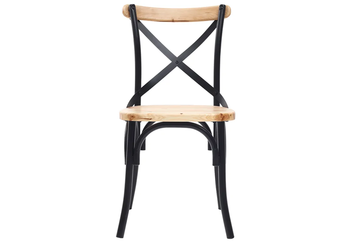 Store Miliboo Sillas industriales en metal negro y madera (lote de 2) JAKE