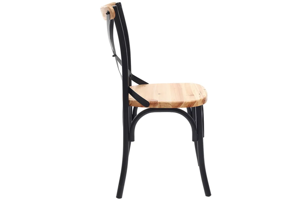 Store Miliboo Sillas industriales en metal negro y madera (lote de 2) JAKE