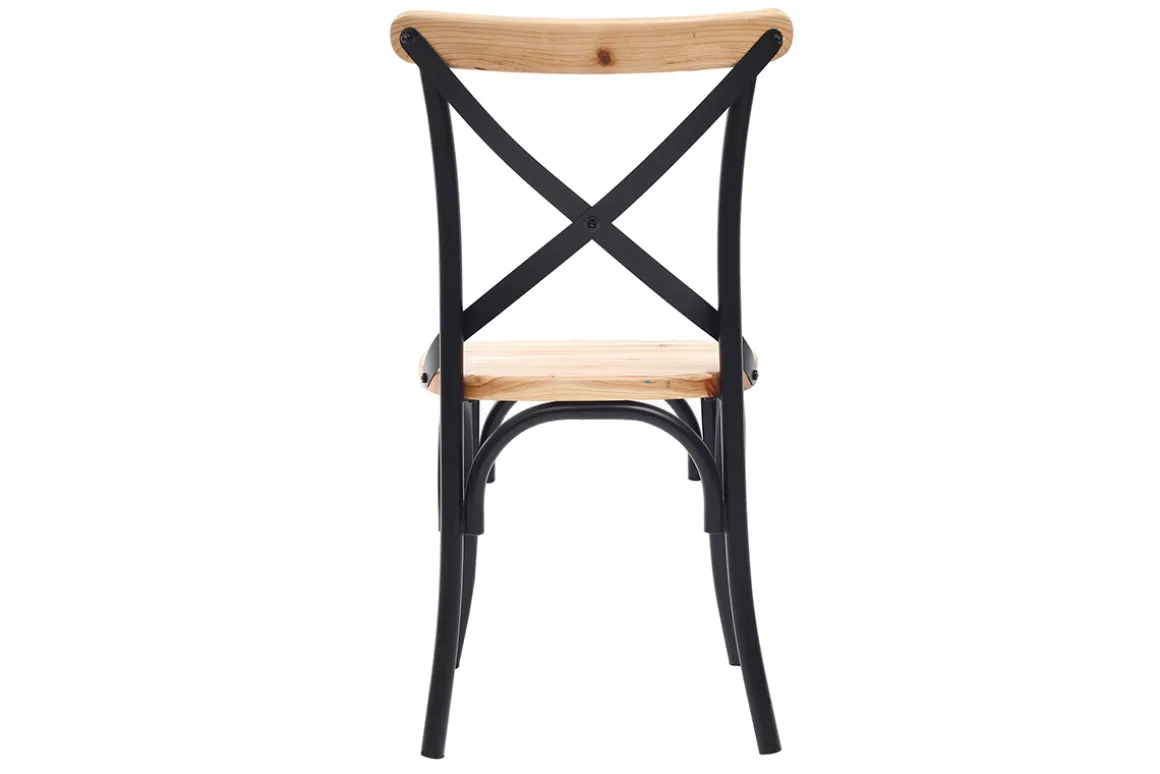 Store Miliboo Sillas industriales en metal negro y madera (lote de 2) JAKE