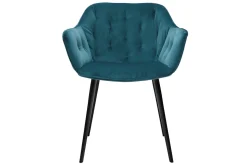 Clearance Miliboo Sillas modernas en terciopelo azul petróleo y patas metal negro (lote de 2) BURTON