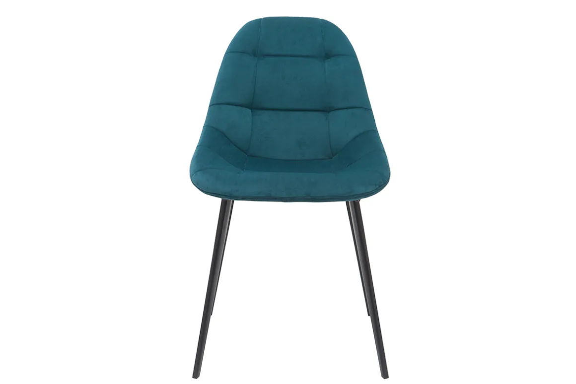 Outlet Miliboo Sillas modernas en terciopelo azul petróleo y metal (lote de 2) COX
