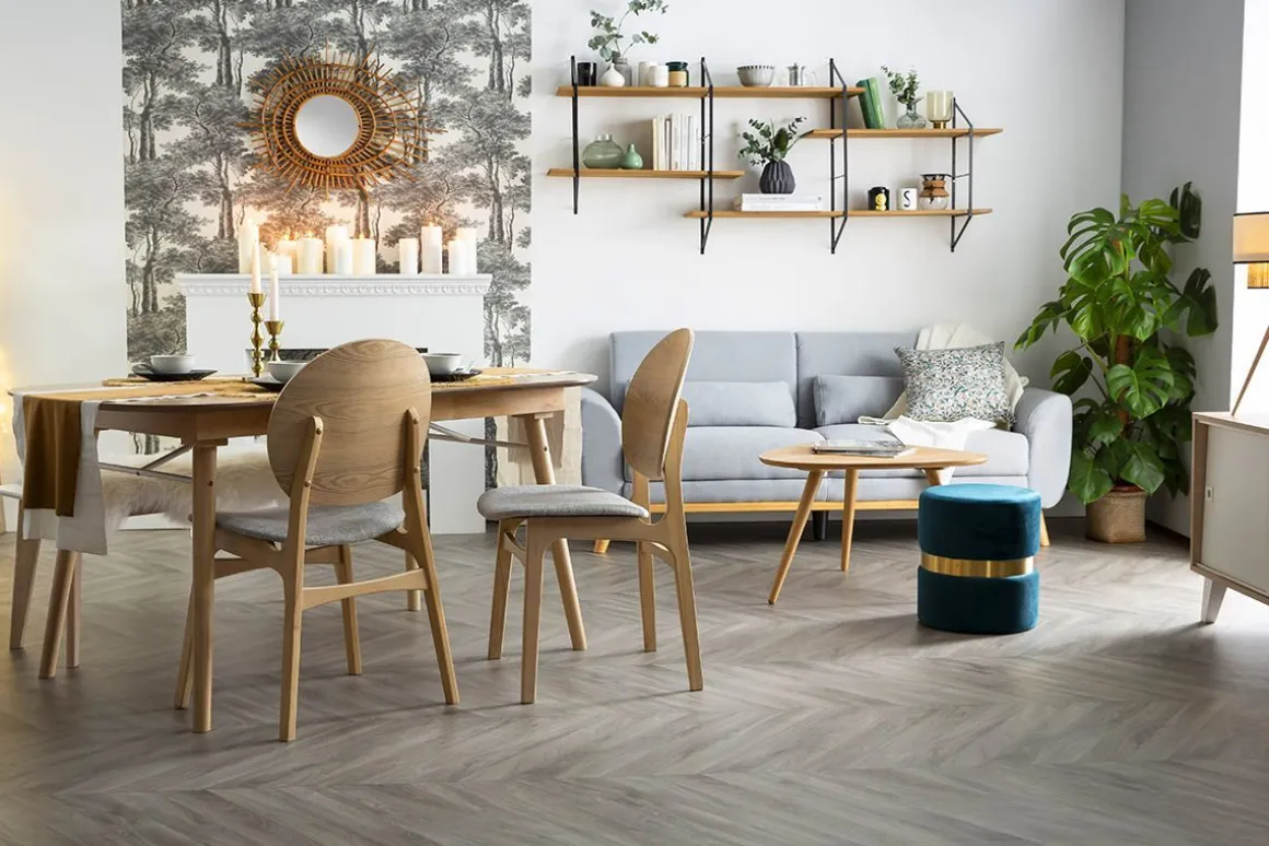 Hot Miliboo Sillas nórdicas en madera clara y tejido gris (lote de 2) ELTON