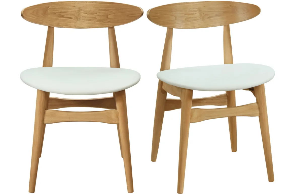 Outlet Miliboo Sillas nórdicas madera clara y blanco (lote de 2) WALFORD