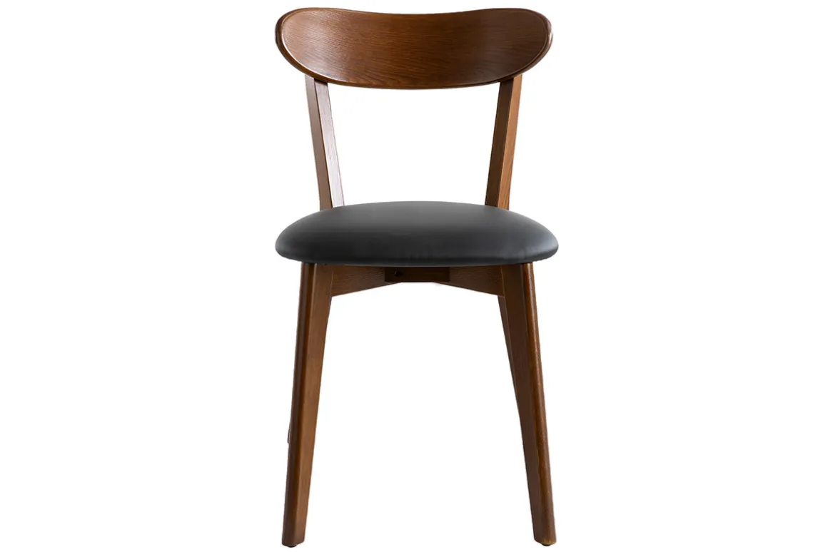 Best Sale Miliboo Sillas vintage madera oscura y asiento negro (lote de 2) DOVE