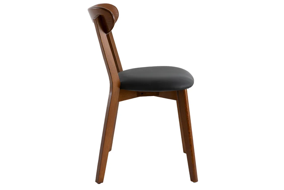 Best Sale Miliboo Sillas vintage madera oscura y asiento negro (lote de 2) DOVE