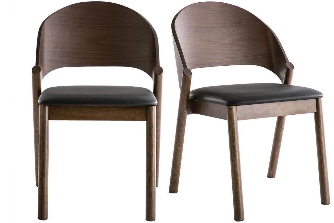 Discount Miliboo Sillas vintage nogal y negro (lote de 2) AVALON