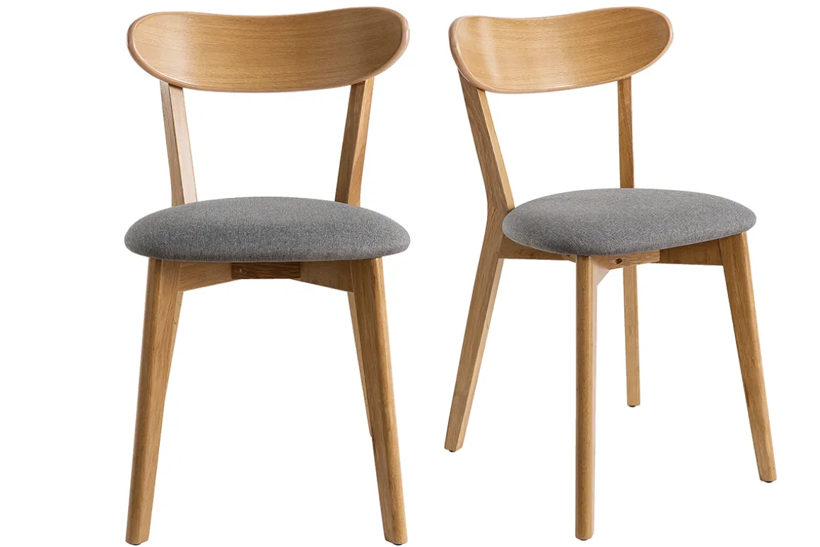 Shop Miliboo Sillas vintage roble y asiento gris (lote de 2) DOVE