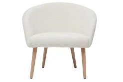 Discount Miliboo Sillón blanco efecto borreguillo con patas de madera clara OLIVIA