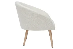 Discount Miliboo Sillón blanco efecto borreguillo con patas de madera clara OLIVIA