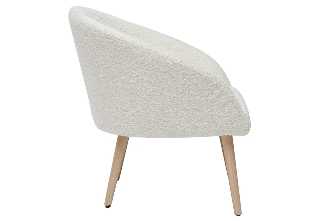 Discount Miliboo Sillón blanco efecto borreguillo con patas de madera clara OLIVIA