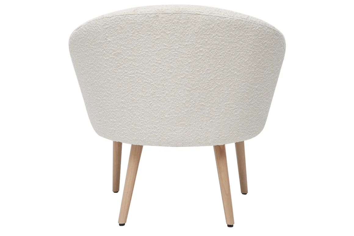 Discount Miliboo Sillón blanco efecto borreguillo con patas de madera clara OLIVIA