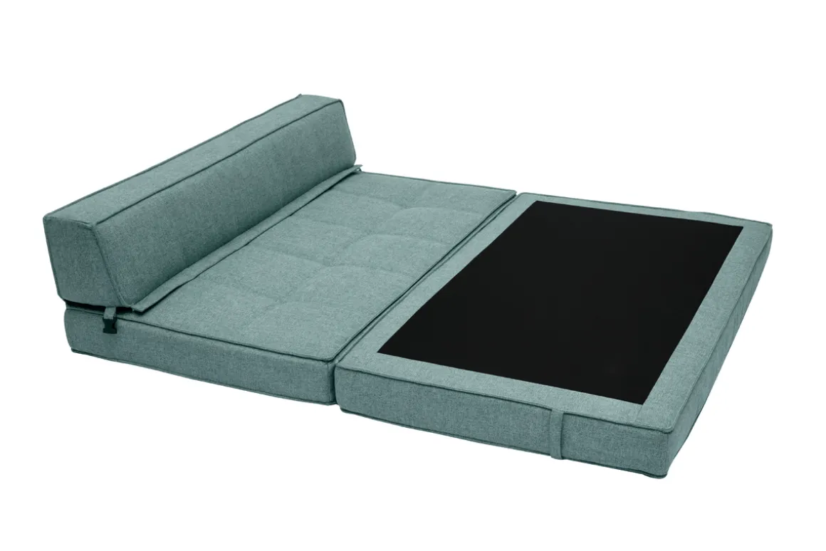 New Miliboo Sillón cama 2 plazas de tela verde grisáceo KATY