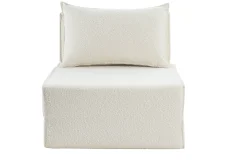 Outlet Miliboo Sillón cama de 1 plaza de borreguillo blanco VICTOR