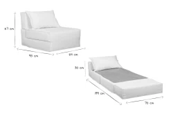 Outlet Miliboo Sillón cama de 1 plaza de borreguillo blanco VICTOR