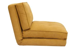 Online Miliboo Sillón cama de 1 plaza de tejido efecto aterciopelado amarillo mostaza SALLY