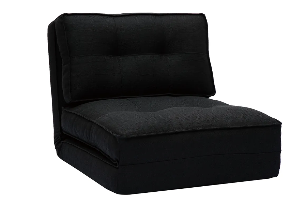 Sale Miliboo Sillón cama de 1 plaza de tela negra SALLY