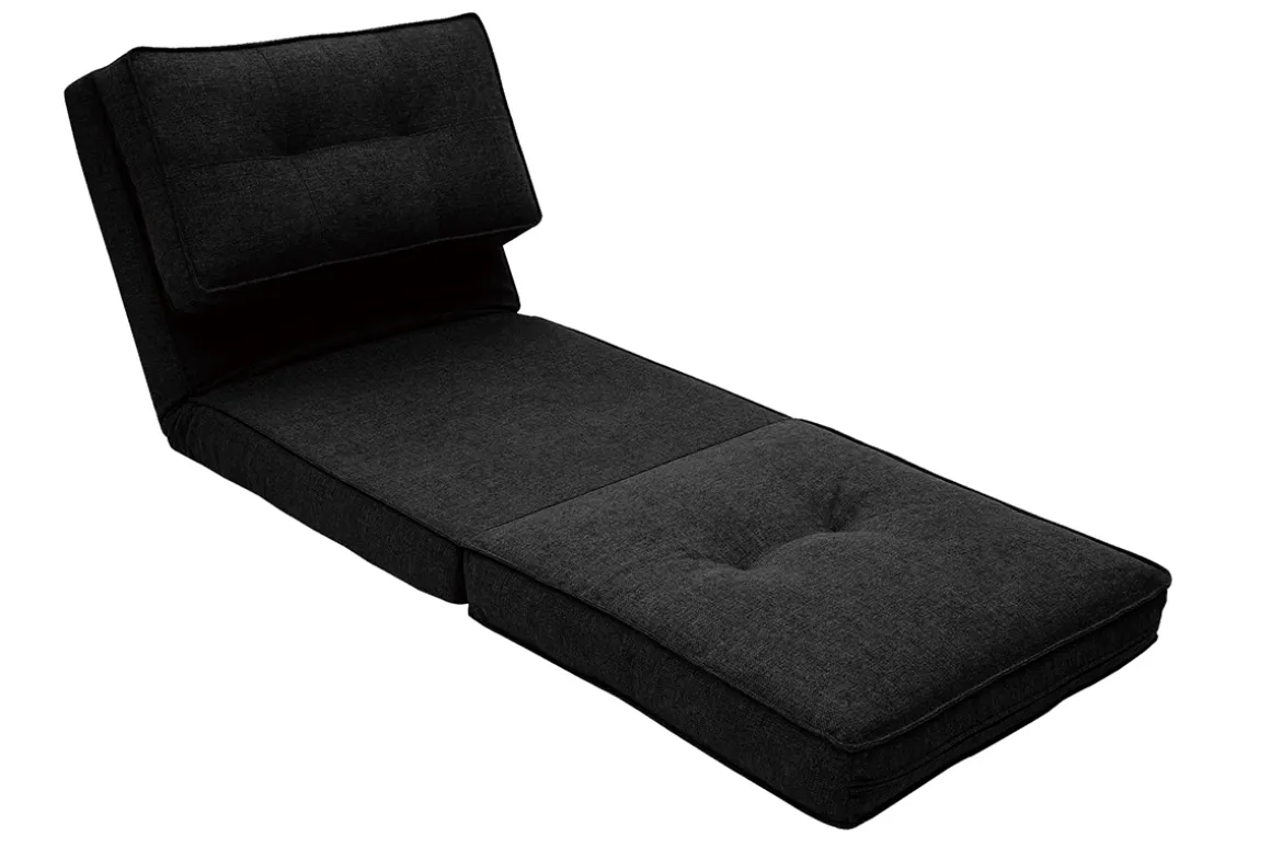 Sale Miliboo Sillón cama de 1 plaza de tela negra SALLY