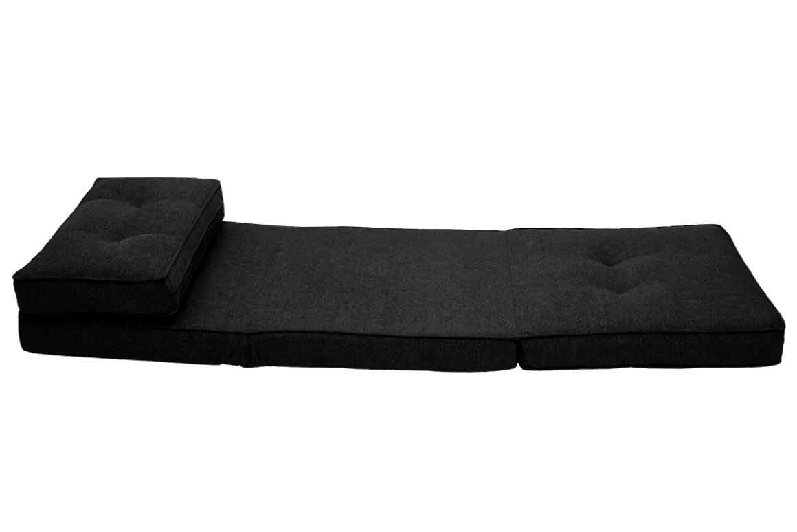 Sale Miliboo Sillón cama de 1 plaza de tela negra SALLY