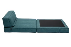 Best Sale Miliboo Sillón cama de 1 plaza de tela azul petróleo KATY