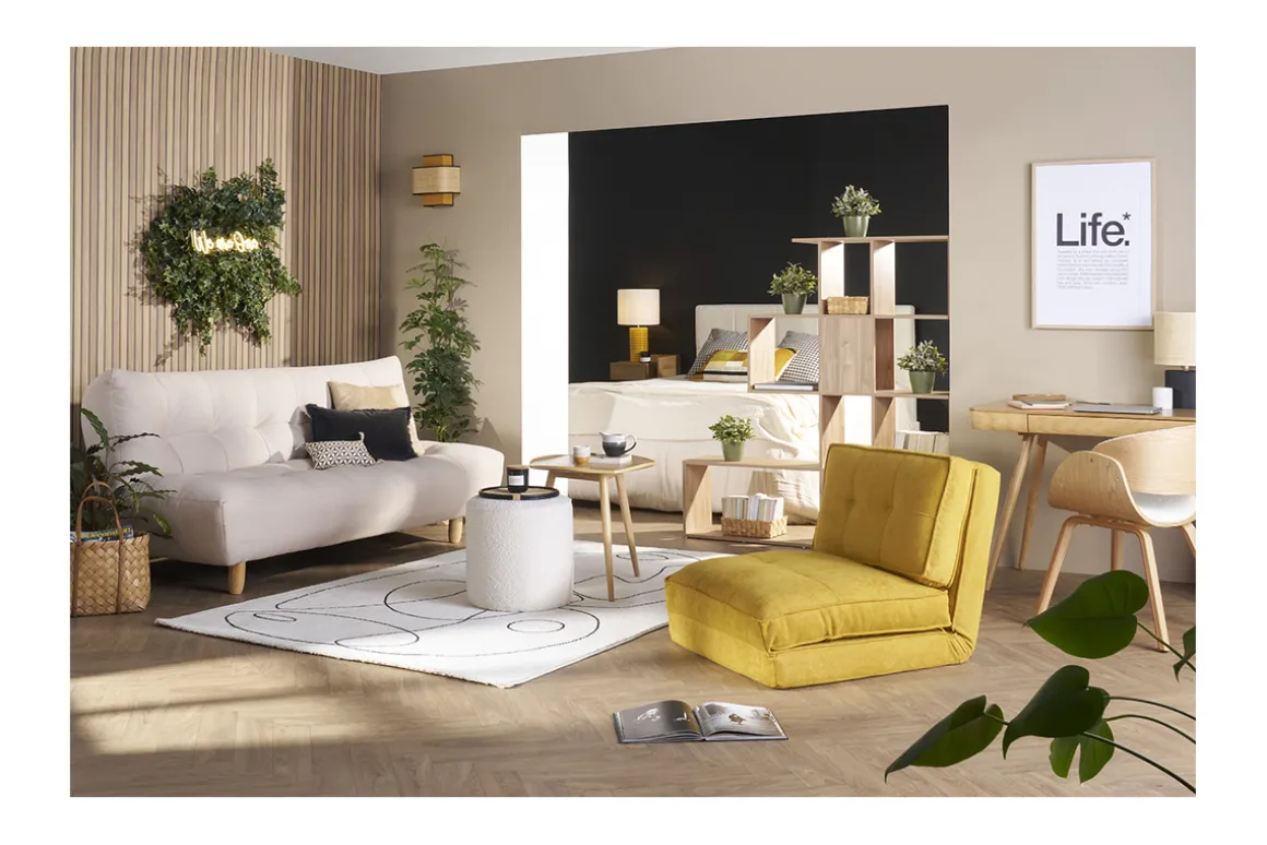 Online Miliboo Sillón cama de 1 plaza de tela terracota SALLY