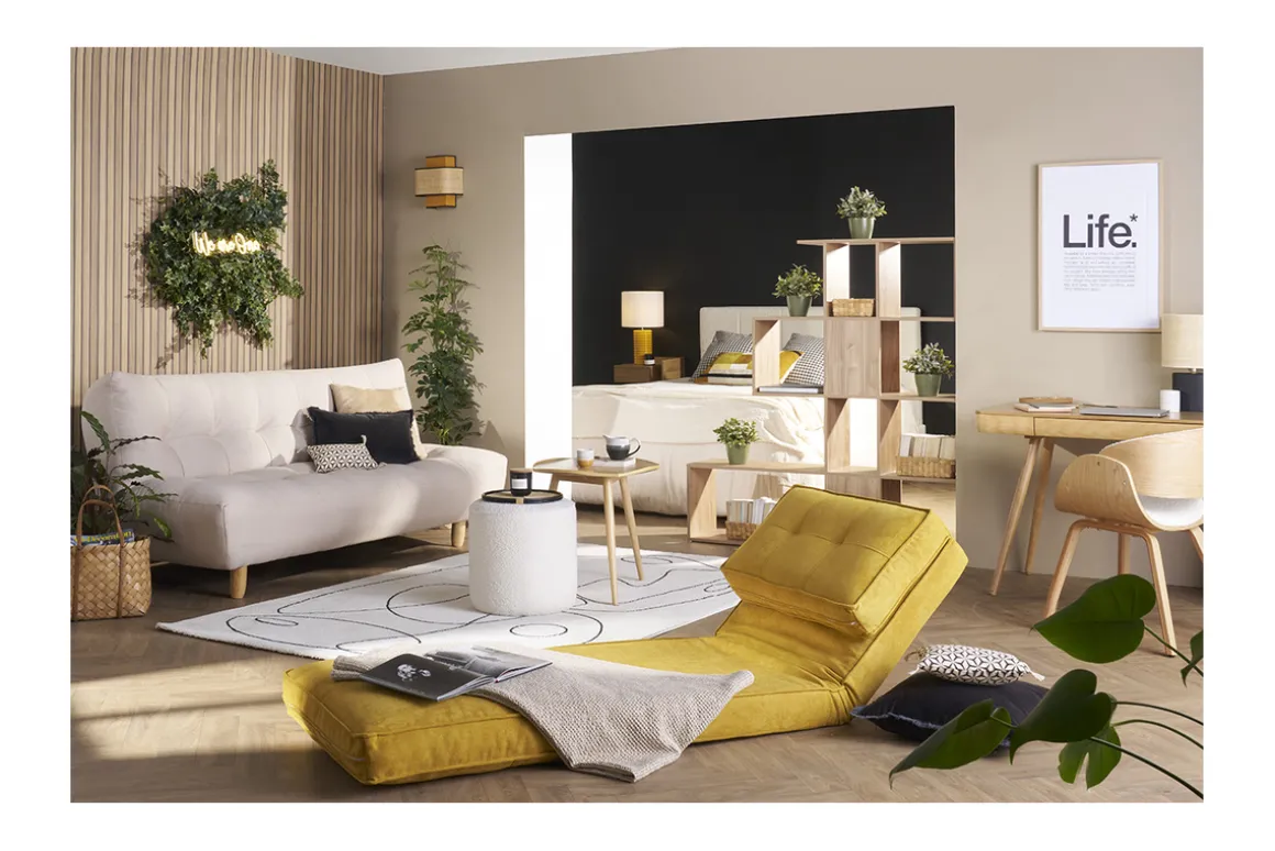 Online Miliboo Sillón cama de 1 plaza de tela terracota SALLY