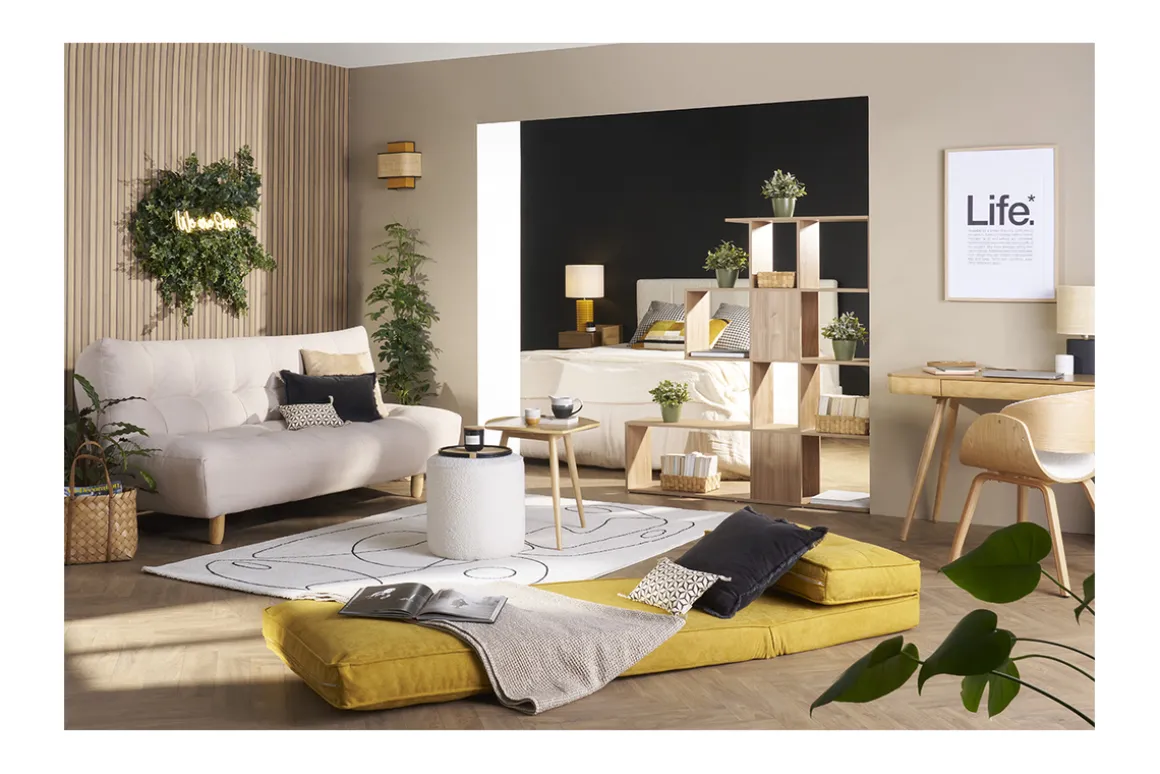 Online Miliboo Sillón cama de 1 plaza de tela terracota SALLY