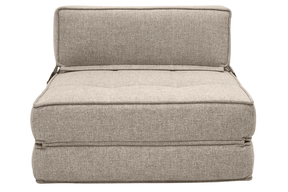 Fashion Miliboo Sillón cama de 1 plaza de tela color topo KATY