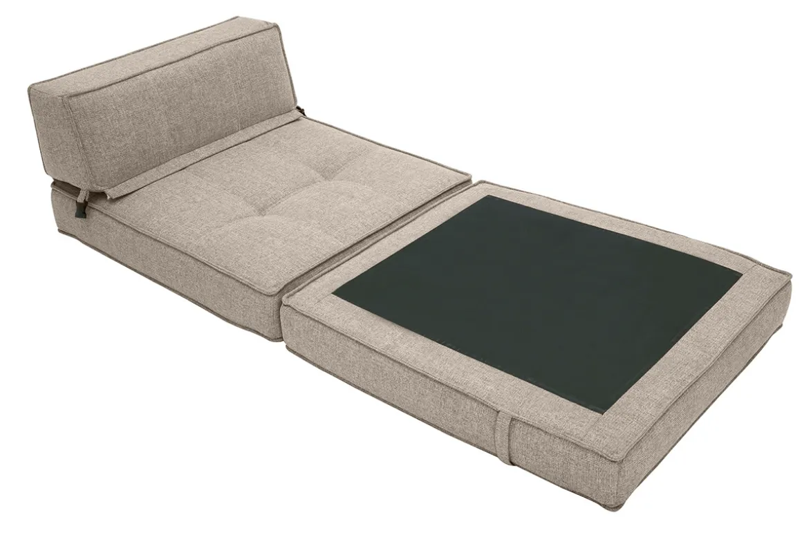 Fashion Miliboo Sillón cama de 1 plaza de tela color topo KATY