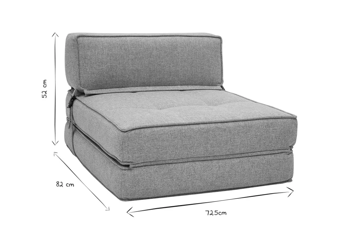 Fashion Miliboo Sillón cama de 1 plaza de tela color topo KATY