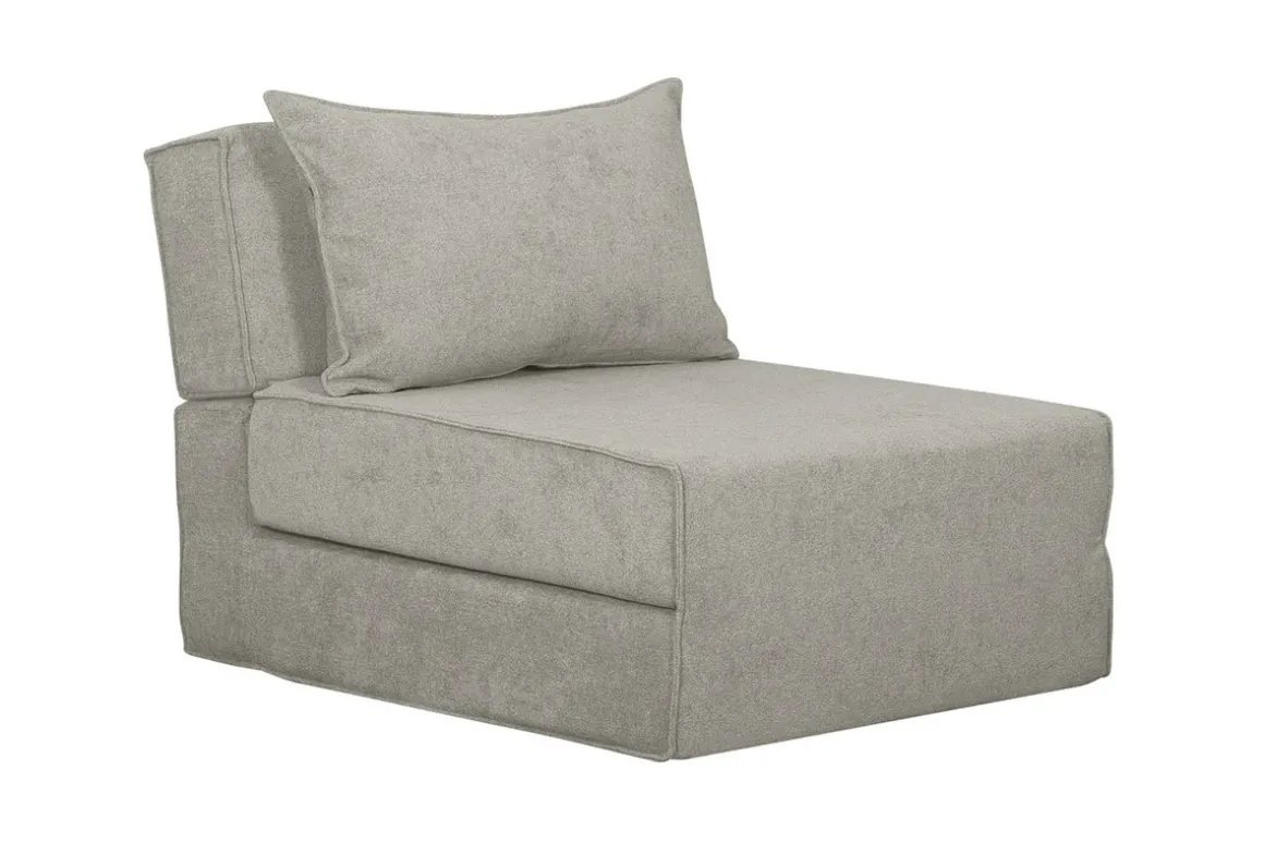 Cheap Miliboo Sillón cama de 1 plaza de tejido efecto aterciopelado color topo VICTOR