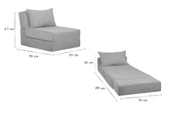 Cheap Miliboo Sillón cama de 1 plaza de tejido efecto aterciopelado color topo VICTOR