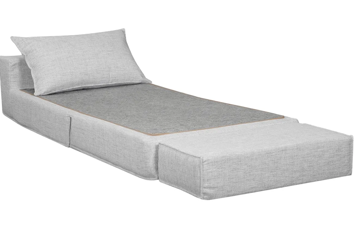 New Miliboo Sillón cama de 1 plaza de tela gris claro VICTOR