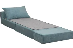 Clearance Miliboo Sillón cama de 1 plaza de tejido efecto aterciopelado azul VICTOR