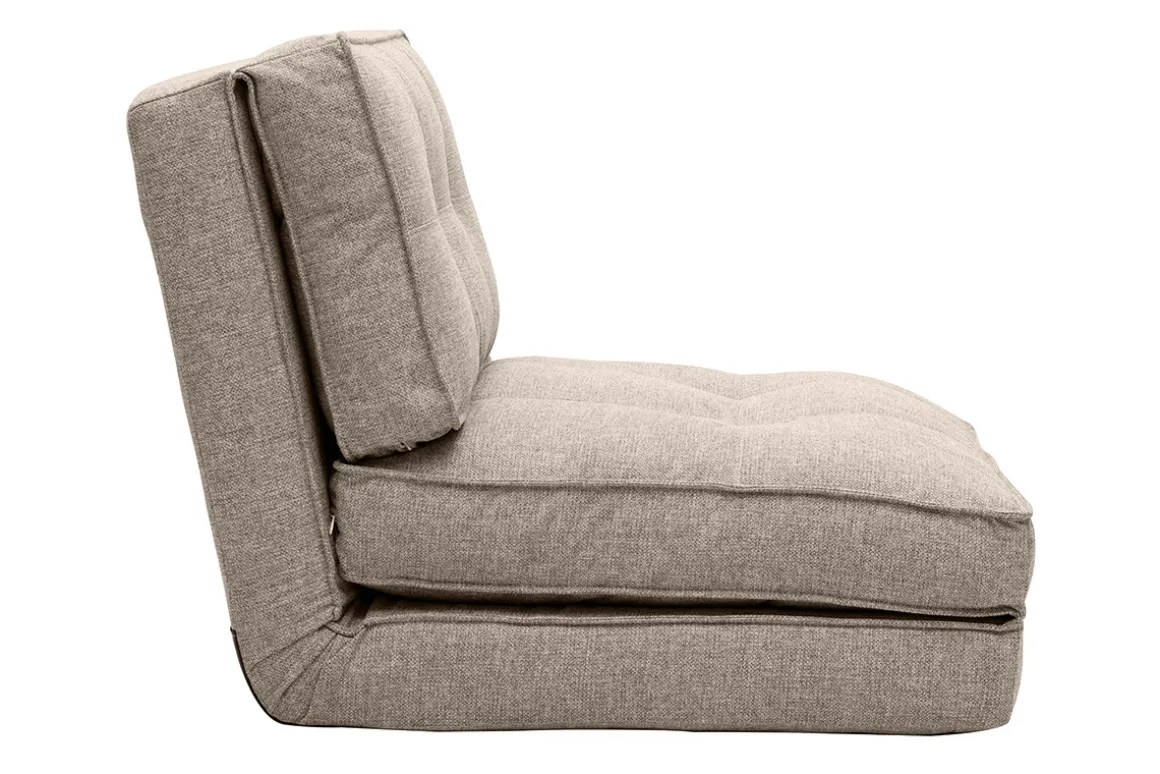Clearance Miliboo Sillón cama de 1 plaza de tela color topo SALLY