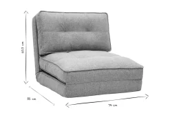Clearance Miliboo Sillón cama de 1 plaza de tela color topo SALLY