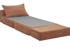 Hot Miliboo Sillón cama de 1 plaza de tejido efecto aterciopelado color terracota VICTOR